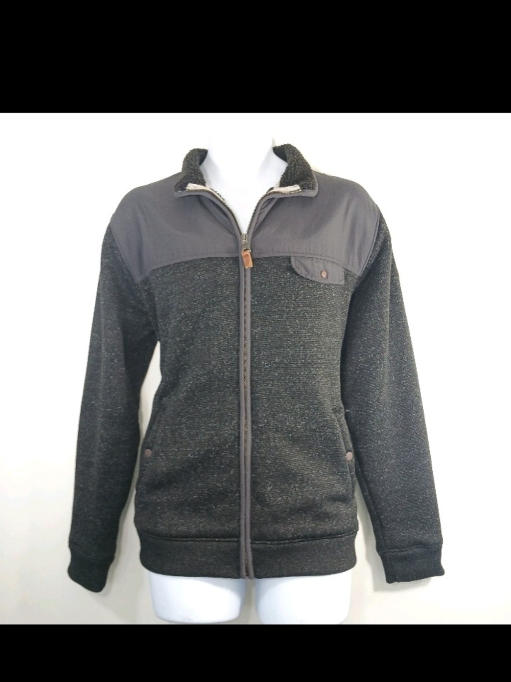 Quiksilver Men’s Keller Mix Full Zip Fleece Lined Jacket Black Large